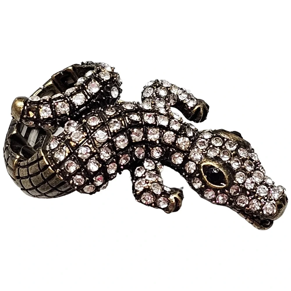 Stretch Ring Rhinestone Alligator Crocodile Lizard - Picture 1 of 5